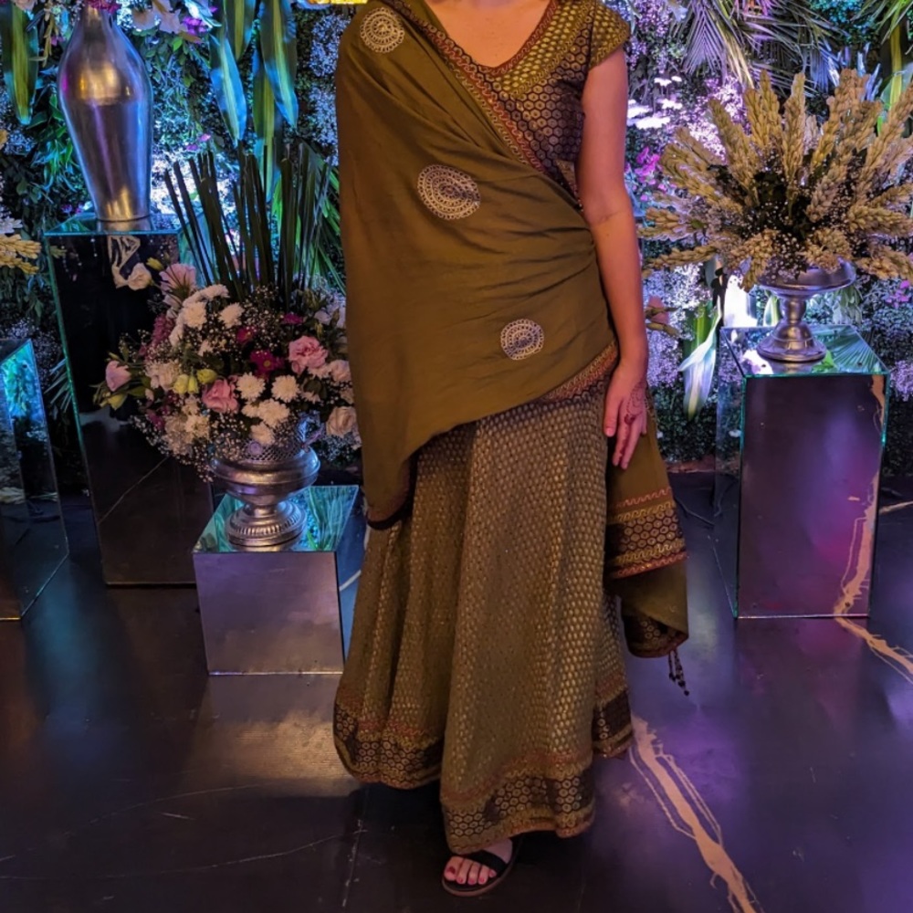 olive green lehenga